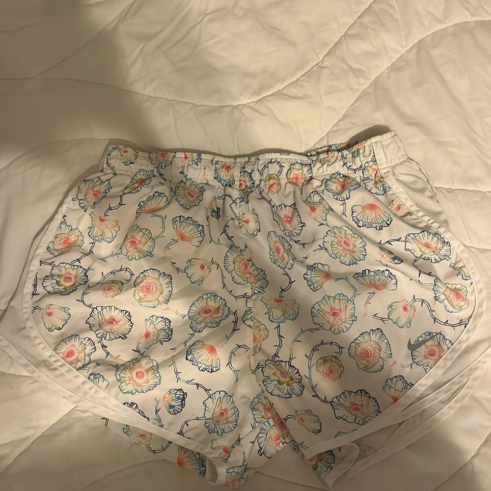 White Floral Unique Nike Running Shorts